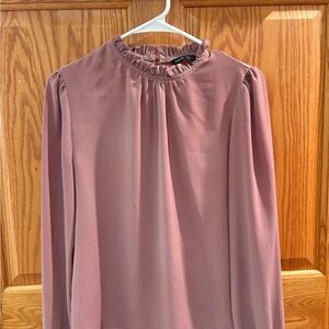 SHEIN Pink Ruffled Long Sleeve Blouse